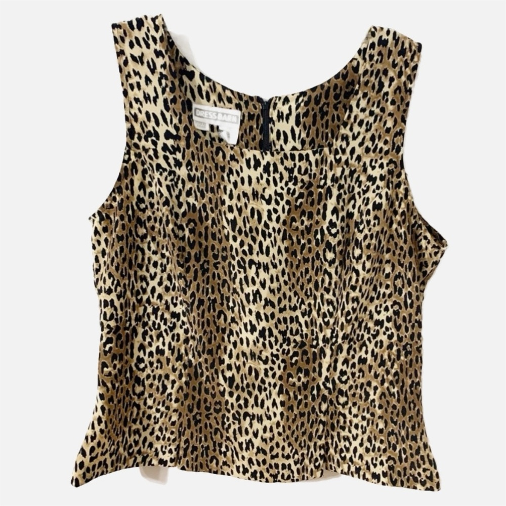 Dress Barn Cheetah 🐆 Print Sleeveless Blouse Squared Neckline Back Zipper Layer